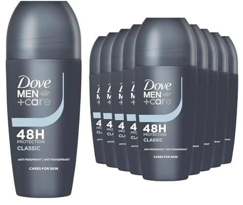 Dove Men+Care Roll On Classic 48 Hours Sweat and Odour Protection with Long Lasting Fresh and Clean Fragrance Antiperspirant Travel Size Deodorant, 50ml Pack of 12