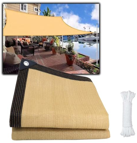Beige 90% Rete Ombreggiante, 2x2m 3x4.0m 4x6m 5x5m 6x12m 7x8m 9x10m Rete Telo Ombra Panno Ombreggiante Resistente Ai Raggi UV Vela Ombreggiante, Tenda Da Sole Privacy Con Occhielli(Size:4x6m(13x20ft))