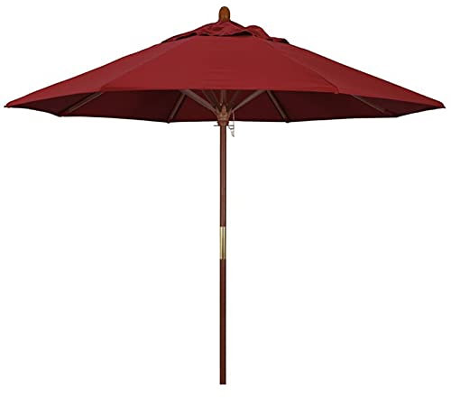 Grand parasol de jardin 2,7 m/2,1 m, parasol de table de patio extérieur avec poteau en bois, parasol de marché pour cour, plage, jardin, piscine (couleur : rouge, taille : petit – 210 cm) (rouge S)