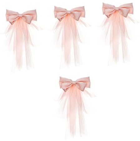 Holibanna 4 Stück Brautschleier mit Schleife brautmode hochzeitsschleier Schleifenschleier für die Braut Hochzeitskleid-Schleier Hochzeit Brautschleier Brautschleier-Requisite Stoff Rosa