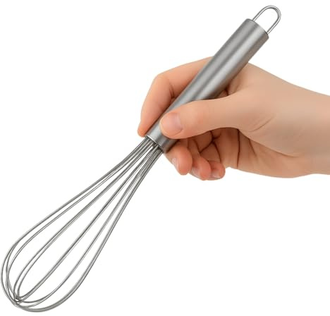 CHEFZOCO Batidor manual, Varillas de batir, Batidor de alambre, Mezclador manual, Batidor de cocina, Batidor de huevos, Apto para Mezclar, Revolver la Masa, Huevos, Longitud 25 cm, Acero inoxidable