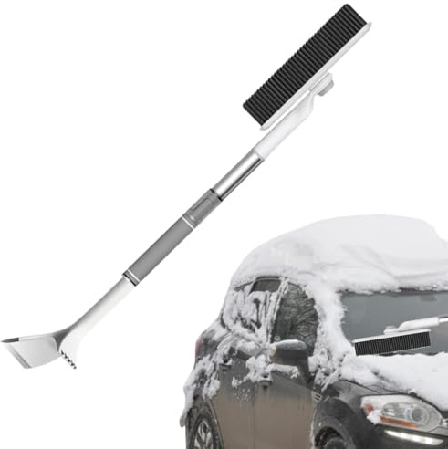 Pala da neve per auto, strumento per raschiare l'inverno, portatile, testa rotante a 360 gradi con impugnatura, perfetta per auto, campeggio, attività invernali, strumento di rimozione della neve