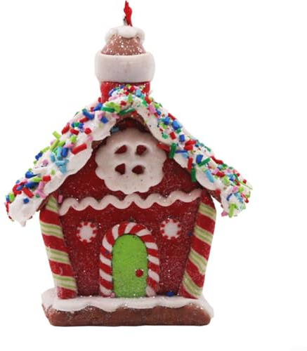 SMZhomeone Weihnachtsdekoration, Ton, Weihnachtsanhänger, Weihnachtshaus-Anhänger für Weihnachtsbaum, hängende Ornamente, Kränze, 8 x 8 x 8 cm (B)