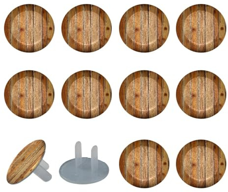 12 Pack Brown Wooden (2) Outlet Covers Baby Proofing - Plug Covers for Electrical Outlets, Child Proof Socket Covers, Baby Safety Products for Home, Office