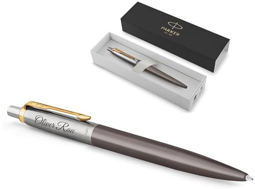 PARKER Jotter XL mit Gravur | Premium Stift | Geschenkbox | blaue Mine | personalisiertes Geschenk | Namen | Geburtstag | edel (Grey G.T.)