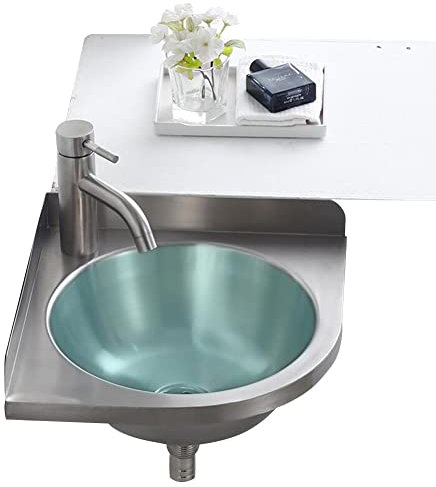 Tragbare Spüle Küchenspüle, Dreieckiges Waschbecken aus Edelstahl, Eckwaschbecken, Einzelbecken, Küchenspülen, 90°-Bogendesign, for Küche, Bad, Toilette, leicht zu bewegen(A(32x32x45cm))