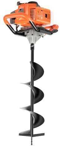 71CC3HP Petrol Garden Auger Drill with 3 Bits 30 inch - 20/10/15cm Manual Fence Post Earth Auger Manual Fence Post Earth Auger for Earth Burrowing, Drilling, Post Hole Digging,300RPM