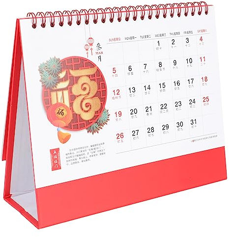 JEWEDECO Standkalender Tischkalender Jahr Des Kaninchens Kalenderornament Terminplanerkalender Aus Strapazierfähigem Papier Und Stabilem Eisenmaterial Dekorativer Kalender Für Schreibtisch