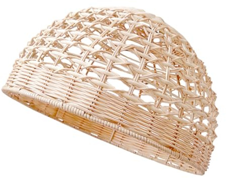 Homoyoyo Lampenschirm mit Rustikalem Flair Industrial Style aus Gewebtem Holz Pendellampenschirm in Beige Vielseitiger und Wiederverwendbarer für Innenbereich und Hotel
