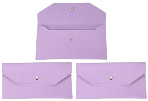 PATIKIL 2-pack kontanter kuvert plånbok, budget kontanthållare återanvändbar pengar väska påse läder pengar organisering påse för män kvinnor kvitto check faktura resa examen semestrar, lila