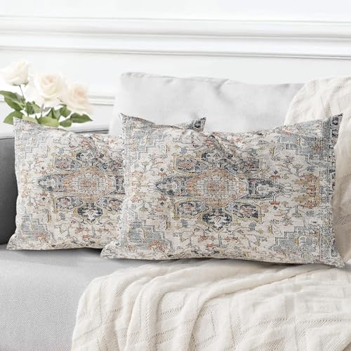 ECZOIL 2er Set Boho Kissenbezug 40x60 cm Kissenhülle Dekorative Dekokissen Boho Stil Vintage Zierkissen für Wohnzimmer Schlafzimmer Sofa Home Decor mit Verstecktem Reißverschluss - Blau Grau