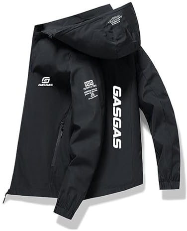 Generisch Herren Freizeitjacke mit abnehmbarer Kapuze Für Outdoor & Stadt |G.A.S-G.A.S 3D Printed| Atmungsaktiv & Leicht Reißverschluss (black,XL)
