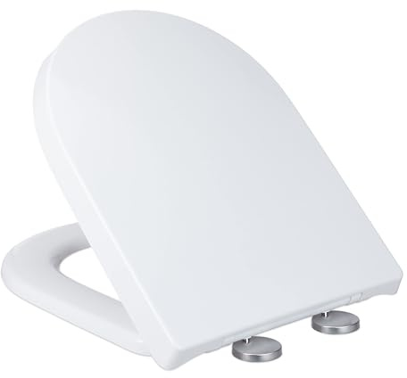 D Shape White Toilet Seat with Soft Close & Adjustable Hinge Quick Release Easy Clean Top Fixing Ideal for Family Bathrooms - & Comfortable Design
