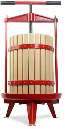 THYXGS Pressoir Manuel pour Jus De Fruits, Presse-Agrumes Traditionnel Vintage, Panier Creux en Bois, 12 L, Poignée en T, Facile À Démonter Et À Nettoyer, pour La Maison Ou Les Fêtes