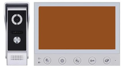 YQVEOT Sonnette sans Fil avec Caméra, Kit d'interphone vidéo 7 Pouces for Maison, Sonnette extérieure avec caméra infrarou, Vision Nocturne, interphone Mains Libres étanche bidirectionnel(Set A)