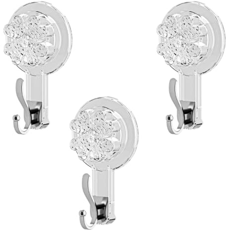 OUDQFCJ 3-Pack Extra Fuerte Ganchos de Succión Reutilizables, Colgadores de Toallas Sin Taladro, Máx 5Kg, Ventosas para Baño, Cocina, Cristal, Ventanas