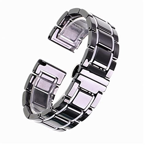 Run Ken 14 15 16 17 18 19 20 21 22 23 24 Mm Lyxigt Keramiskt Band Vit Svart Rose Guld Herrarmband For Damklocka Armband Bälte(Black and white,23mm)