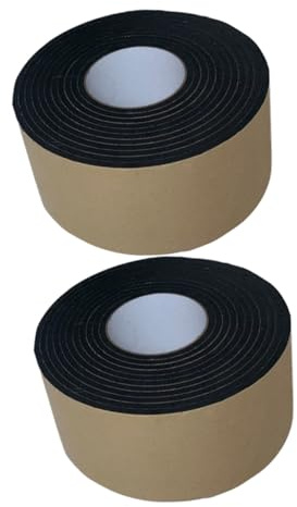WHAMVOX 2 rollos Cinta Adhesiva Doble Cara para Puertas y Ventanas Cinta Aislante Negra de Espuma EVA Amortiguación para Aislamiento y Reducción de Ruido