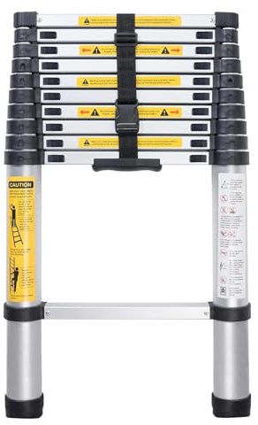Scala telescopica in alluminio, 1,8 m, capacità di carico 150 kg, estensibile per tende da tetto, soffitte e camper, durevole, leggera, portatile, ideale per uso domestico ed esterno
