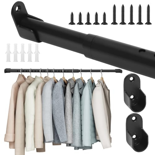 RANJIMA Kleiderstange Schrank, Kleiderstange Ausziehbar 42-70cm, Oval Teleskopstange für Schrank, Garderobenstange Wand Ausziehbar, Schrankrohr ausziehbar für Schrank, Kleiderschrank, Waschküchen