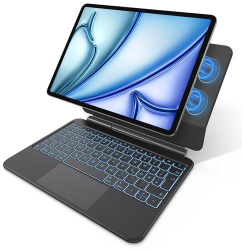 OMOTON Tastatur Hülle für iPad Air 11 Zoll M4/M3/M2, QWERTZ Keyboard Case mit Trackpad und Hintergrundbeleuchtung, Magnetische iPad Tastatur, kompatibel mit iPad Pro 11 & Air 5/4