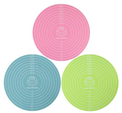 Sosoport 3 Tappetini da Forno in Silicone Antiscivolo per Pasticceria Tappetino per Impasto Rotondo Riutilizzabile con Superficie Liscia Accessori Cucina per Decorazione Torte e Stesura