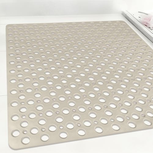 Groß Quadratisch Duschmatte rutschfest 70x70cm: Weiche komfortable TPE Antirutschmatte Dusche mit großen Ablauflöchern und Saugnäpfen