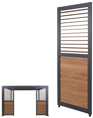 Mendler Lamellenwand für Pergola HWC-P65 Aluminium Holzoptik - anthrazit | Lamellenpaneel, Modul, Paneel, Seitenwand, 220x68cm