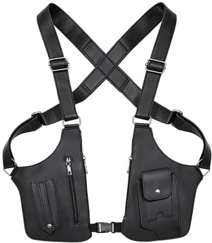 Underarm Shoulder Bag for Men & Women - Hidden Anti-Theft Double Shoulder Armpit Bag, Faux Leather RFID Protection with Elastic Connecting Strap for Travel, Work and Hiking