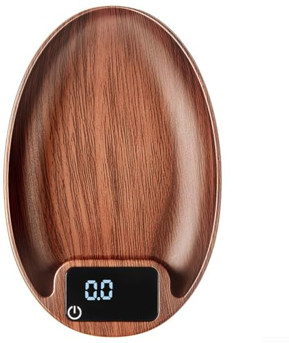 Bilancia elettronica da cucina per preparare il caffè e preparare alimenti, strumento di pesatura digitale ricaricabile con sensore di precisione e LCD, salvaspazio, marrone