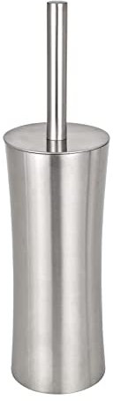 WENKO Edelstahl WC-Garnitur Mod. Pieno geschlossene Toilettenbürste rostfrei mattiert mit wechselbarem Bürstenkopf Ø 10 x 37,5 cm Farbe Silber