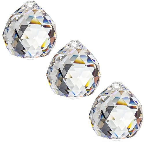 Kristall Set Matilda zum Aufhängen, 3 Kristallkugeln mit Rautenschliff 30% Hochbleikristall 30mm