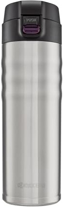 Kyocera FLIP TOP - isolierte Trinkflasche mit keramischer Innenbeschichtung | schadstoff-frei | auslaufsicher | leicht | stylisch | edelstahl, 500 ml, MB-17F SS | Vakuumisolierter Edelstahlkörper hält heiße/kalte Temperaturen, Keramik-Innenseite verhindert metallischen Geschmack