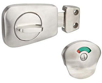 THIRARD Verrou à Bouton Inox Brossé | verrou à bouton, inox, finition brossé, salle de bain et toilette, gris, montage en applique, pose réversible