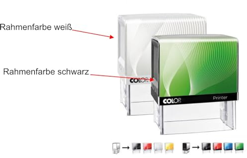 Stempel Colop Printer IQ 50 | personalisierbar mit individueller Textplatte/Logo | Textstempel Adressstempel Firmenstempel Namensstempel | Rahmenfarbe weiß oder schwarz 30 x 69 mm - 7 Zeilen