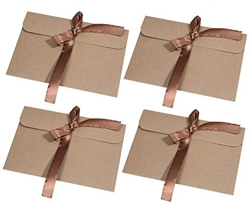 30 piezas Vintage Kraft Cinta Sobres, Regalo Sobres de Tarjeta de Boda Fiesta Oficina (Tamaño:17.2 x 12.5 cm) - Cinta Dorado (Cinta Marrón)