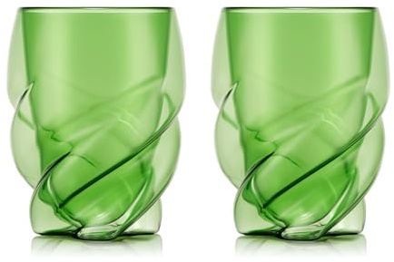 Bodum Double Walled Glasses pack of 2 PAVINA PARIS Transparent Green - 270ml Cups - Dishwasher Safe Thermal Cup - Mouth-blown Borosilicate Glass