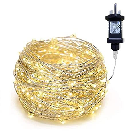 Gresonic Fairy Lights Plug in 300LED 30m/99ft Warm White Mains Powered Micro Copper Wire String Light Waterproof Low Voltage Outdoor Decorations for Garden, Wall, Bedroom, Bottle, Tree, Wedding