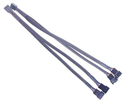 ANGEEK 2 Stück 27cm Computer Lüfterkabel PWM Adapter 1 bis 2 Converter 3-Pin/4-Pin PC Power Kabel Fan Verlängerungskabel Schwarz