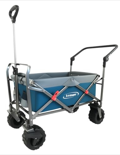 Bollerwagen faltbar Lemmy LMY100, GS geprüft, klappbar, Vorderrad-Bremse, PU Reifen, (Bollerwagen, Blau+Grau)