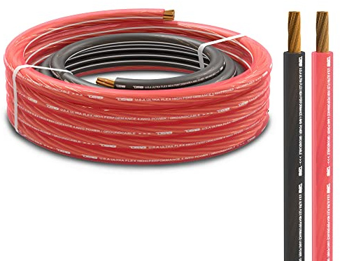 DS18 PW-OFC4GA-5BK/20RD Ultra Flex Power Wire OFC 4 Gauge, 5ft-Black and 20ft-Red - Power Amplifier Wiring Kit