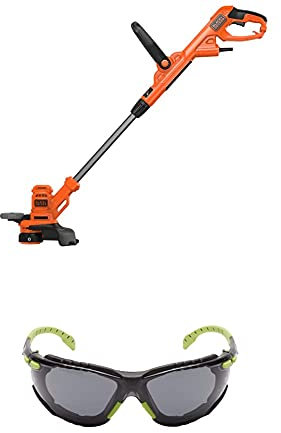Black+Decker 550W Elektro-Rasentrimmer BESTA530, 30 cm Schnittbreite, AFS Fadenverlängerung, inkl. 3M™ Solus™ 1000 Schutzbrille mit Antibeschlag-Beschichtung, grün/schwarz, grau, mit Tasche S1GG