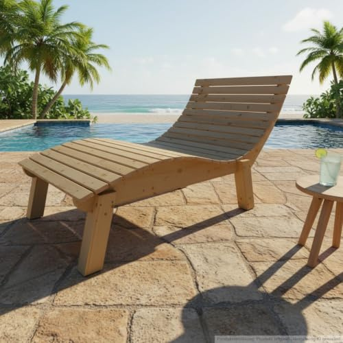 TUGA - Holztech Gartenliege Relaxliege Liege - Franzi (Fichte) Breite 100cm Einstiegshöhe 50cm