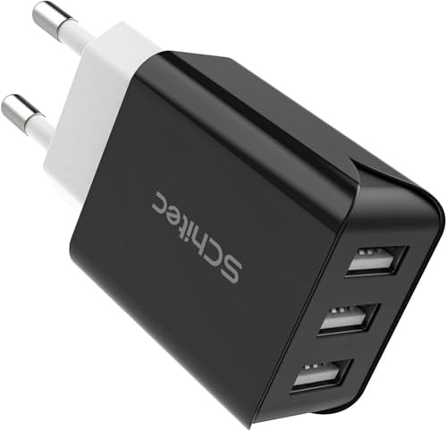 Cargador USB de Pared 3 Puertos Cargador USB 15W/ 3A Cargador Móvil Adaptador de Corriente para Enchufe USB de Viaje en el hogar para iPhone 11 Pro MAX XS MAX XR iPad Pro Air Mini Samsung LG (Black)