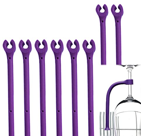 HJYZY 8 Stück Silikon-Weinglashalter Silikon-Geschirrspüler-Aufsatz Spülmaschinen-Weinglas-Schutzband Safer Stemware Saver (Violett)