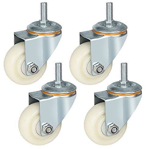 Schwerlastrolle 50 mm Nylon-Lenkrollen M12 Lenkschaftrolle mit Bremse Möbelwerkbank Industrierollen 4er-Set (Swivel 100MM)
