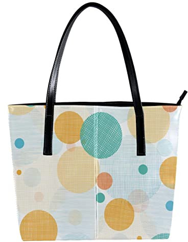Schultertasche Leichte Freizeit Schultasche Lehrertasche Handtasche Geldbörse Gelb Blau Runde Kreise Muster, Mehrfarbig