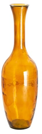 GILDE stor dekorativ vas XL golvvas av återvunnet glas – glasvas Arturo – dekoration vardagsrum färg: orange-gul – höjd 65 cm