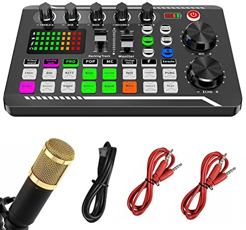 carte son pour microphone podcast | Mixeur Audio Professionnel Version Anglaise,pour le streaming/jeux/podcasting/enregistrement/chant/PC/ordinateur Rianpesn