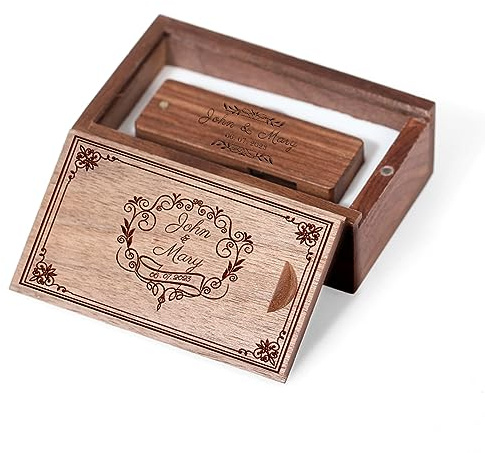 Clé USB Personnalisée Cadeau personnalisé gravé en Bois Massif USB Flash Drive pour Mariage, Remise des diplômes, Anniversaire Cadeau Style 06